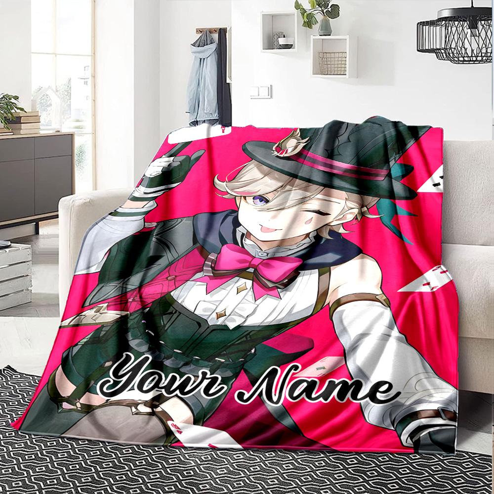 Customizable Genshin Impact5 Throw Blanket – Personalized Name, All-Season Cozy Snug Blanket, Machine Washable, Personalized Blanket