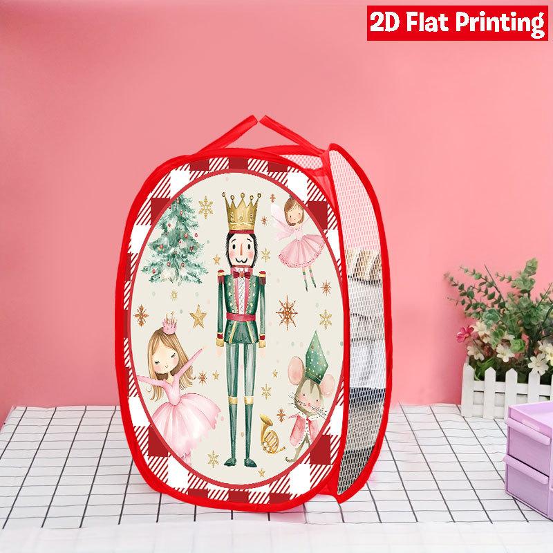 1Pcs Santa Claus Pop-Up Laundry Hamper Expandable Mesh Hamper Basket for Room Bedroom Bathroom Organization Contemporary Storage