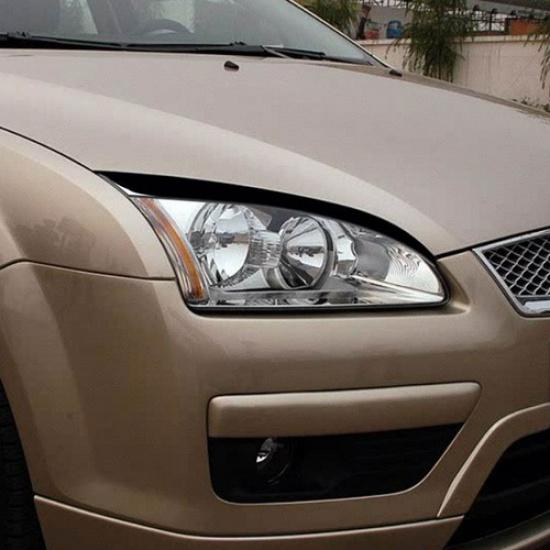 2x Ярко-черная накладка на брови передней фары для Ford Focus 2005-2008