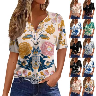 Women's Blouse Fashionable And Casual Short-Sleeved Printed T-shirt Top