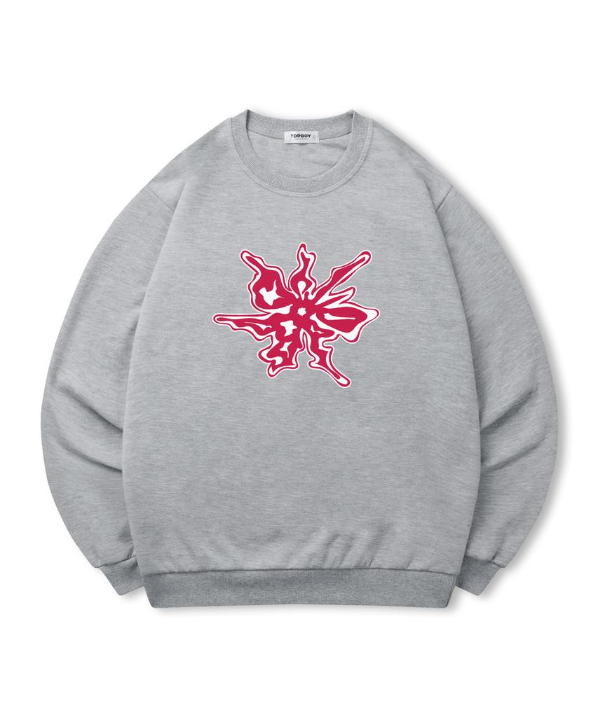 TOPBOY [Non-Fleece Or Fleece] Flower Print Sweatshirt (Type C)