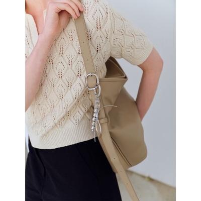 OVHEE Ribbon Beads Ball Keyring_Silver