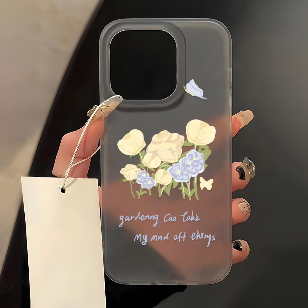 

Чехлы для мобильных телефонов iPhone 11 13 15 Pro Max 12 14 Pro Max Чехол для iPhone 16 15 Plus 13 Pro 12 Mini 13 Mini Матовая текстура Нарисованные мультяшные цветы iPhone 16 Pro Max грозового облака