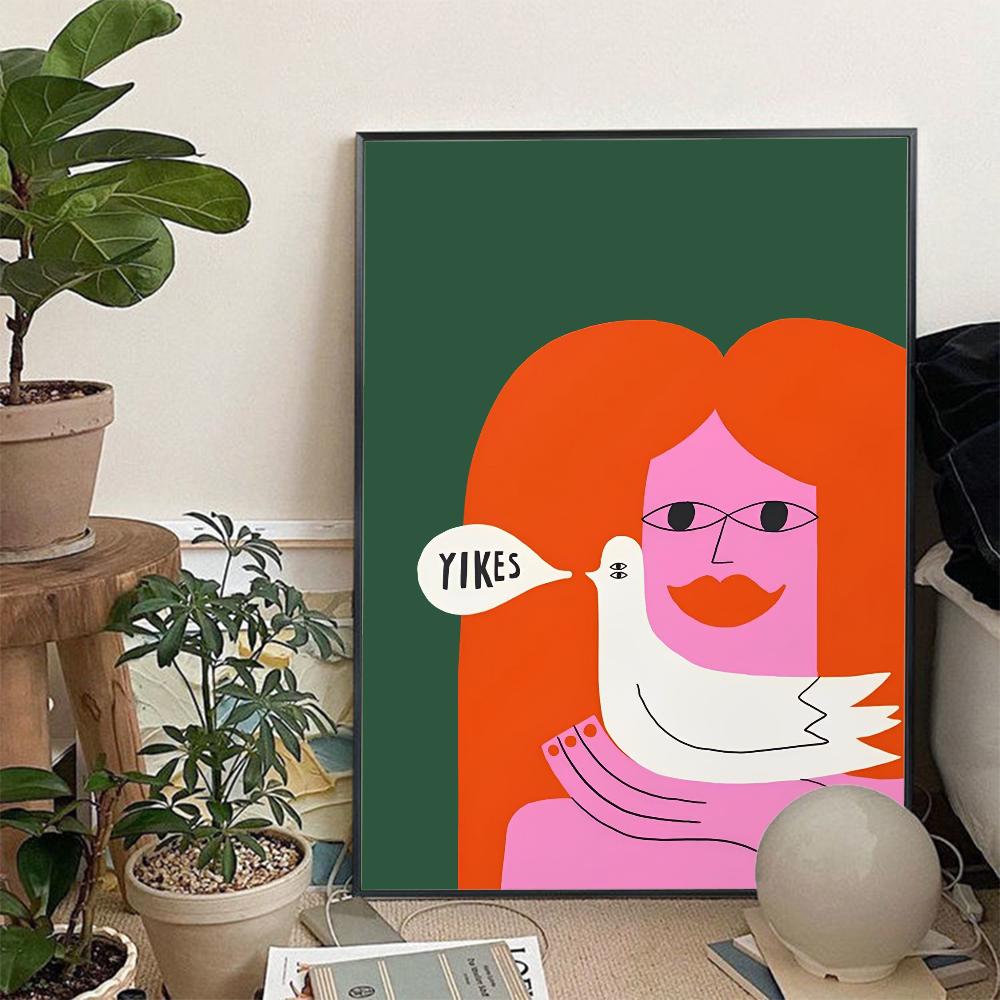 Cartoon Katze Stimmung Fische Widder Poster Anime Poster Klebend Vintage Zimmer Zuhause Bar Café Dekor Kawaii Zimmerdeko