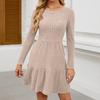 Vestido de Suéter hasta la Rodilla para Mujer Manga Larga Cuello Redondo con Bolsillos Casual Invierno
