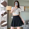Women Suit Fabric Pleated Skirt High Waist A‑Line JK Uniform Mini Skirt Two Lengths Anti‑Chafing Safety Shorts Preppy Style For All Seasons