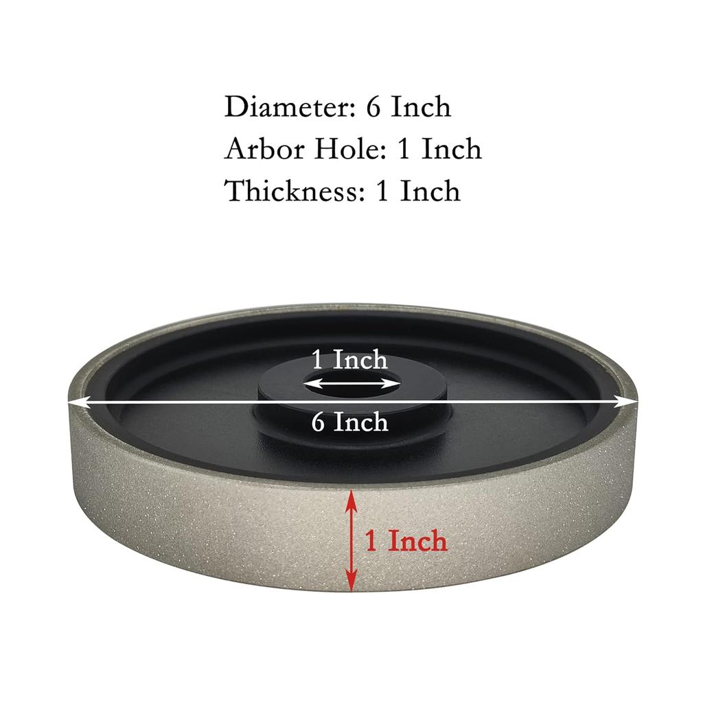 Diamond Lapidary Jewelry Grinding Wheel 6 Inch with 1 Inch Arbor Hole, Diamond Grinding Wheel for Gem, Marble, Granite, Glass, Ceramics, Cemented
