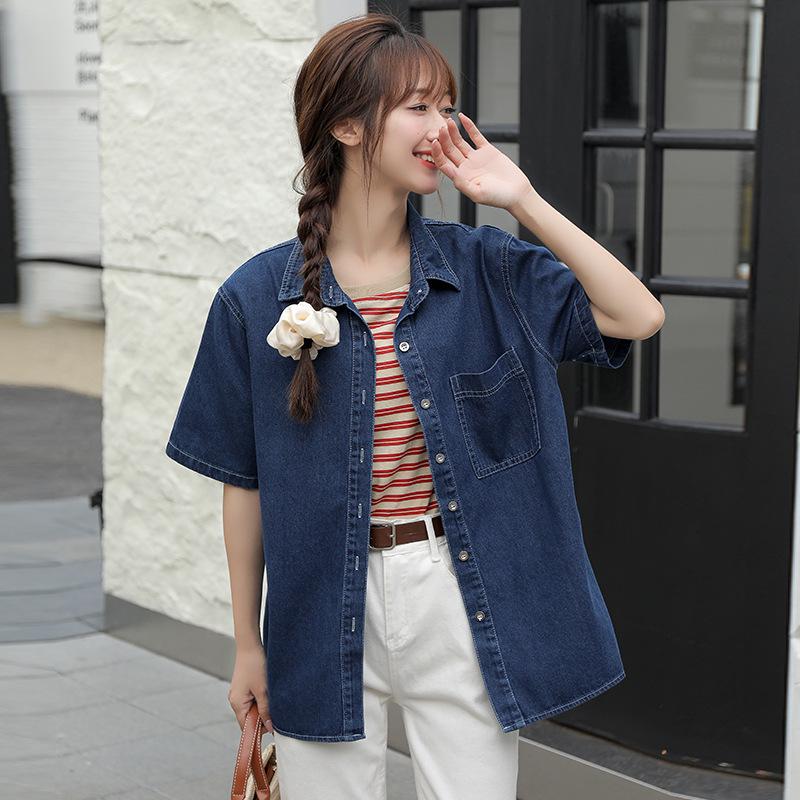 Korean Style Fashion Casual Retro Loose Short-Sleeved Top
