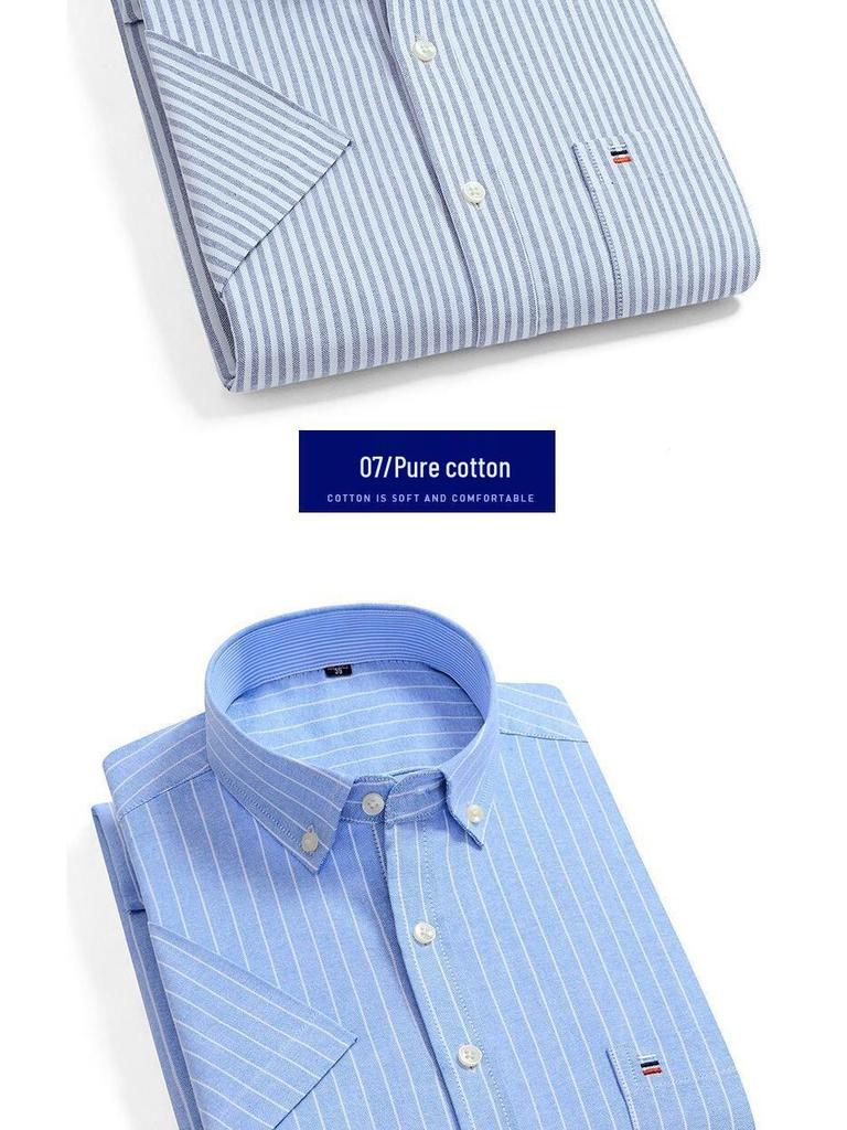 Herren Slim Fit Kurzarm Oxford Baumwolle Freizeit Hemd