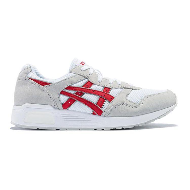 Asics Lyte-Trainer Comfortable Fabric Synthetic Leather Low-Top Running Shoes Unisex Sneaker Gray Red 1201A006-101