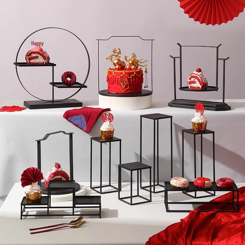 New Chinese Style Iron Art Dessert Display Stand Set