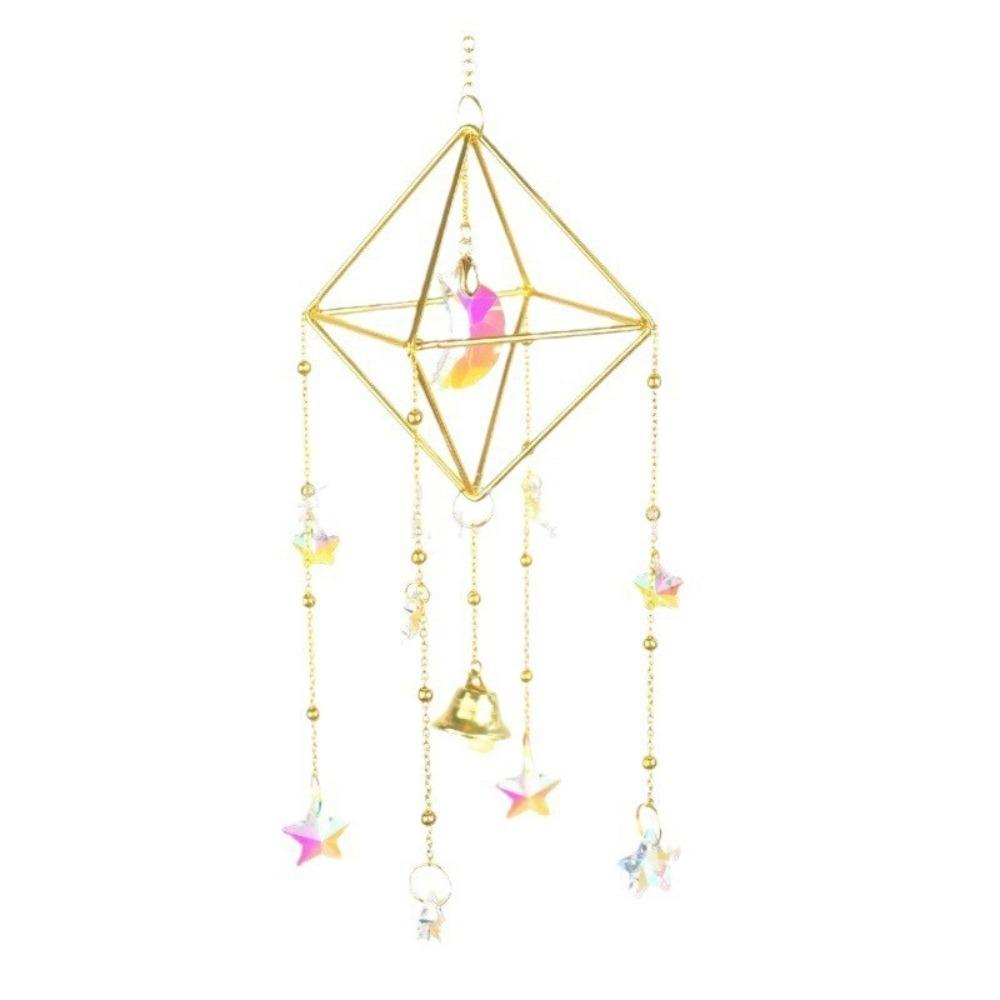 Star Moon Hanging Wind Chime Stained Glass Dream Catcher Crystal Sun Catcher  Outdoor Indoor Moon Star