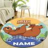 Personalized Grizzy Bear Round Chair Office Rug - Perfect for Mat, Office Chair & More - Ideal Gift for Birthdays and Holidays