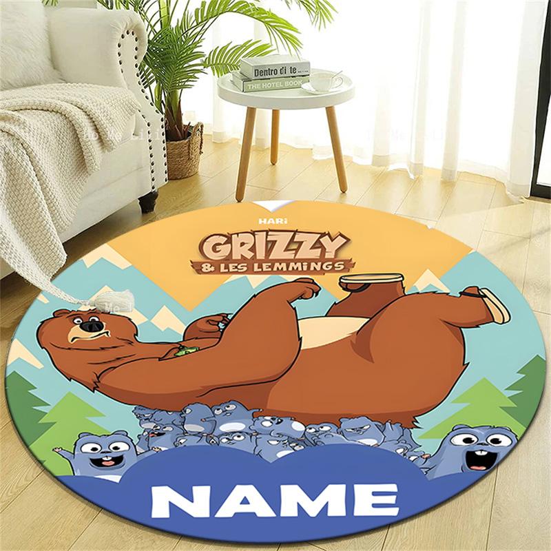 Personalized Grizzy Bear Round Chair Office Rug - Perfect for Mat, Office Chair & More - Ideal Gift for Birthdays and Holidays