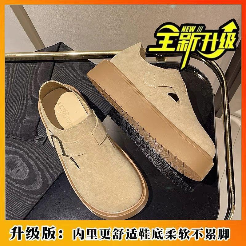 Thick-soled casual and lazy 2 autumn and winter new retro round-headed Doudou shoes 35