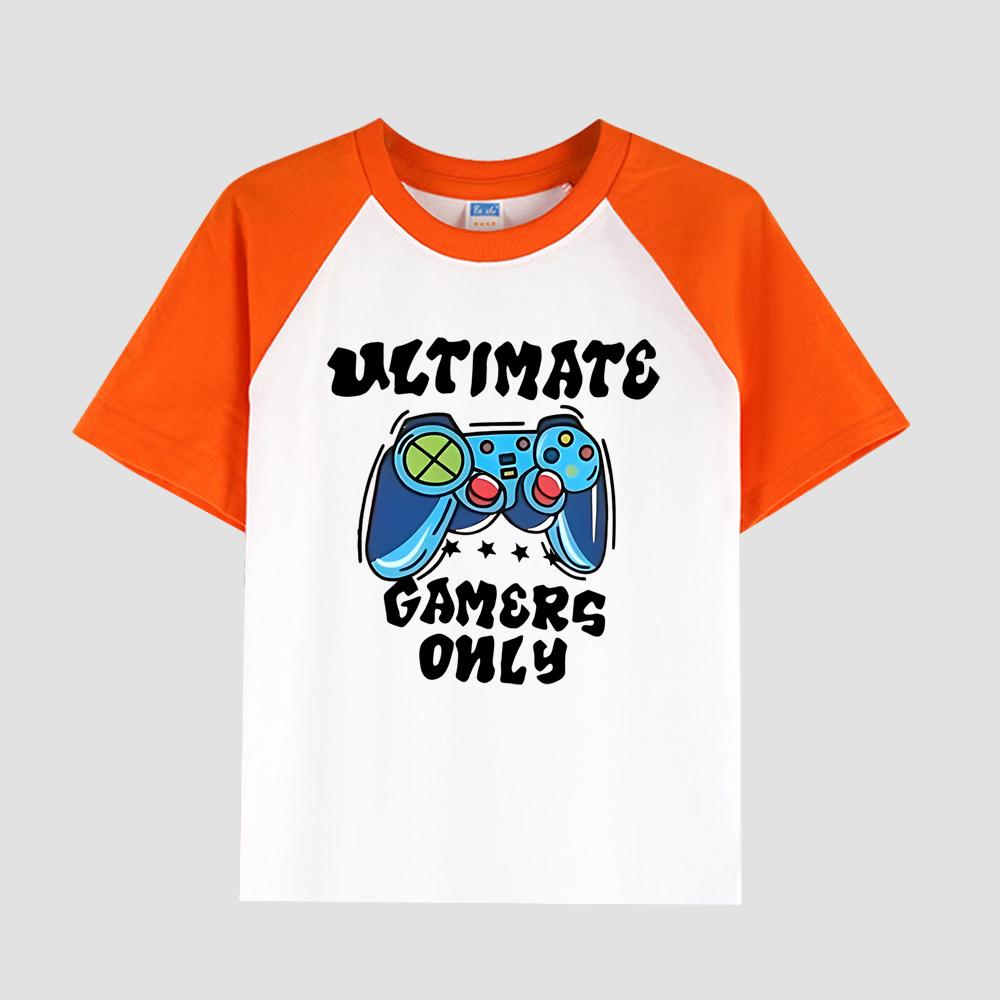 

Детская футболка с принтом и заниженной линией плеч, хлопковая ткань, повседневный модный топ с коротким рукавом для мальчиков на лето 150cm