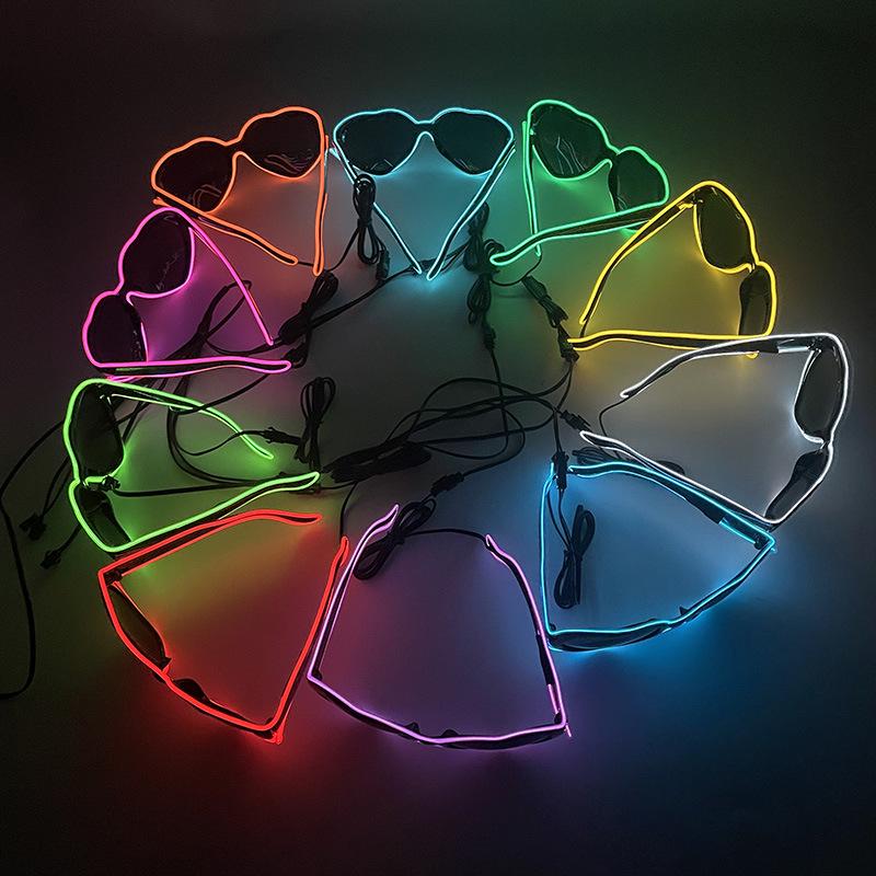 Occhiali da Sole Luminosi a LED a Forma di Cuore per Feste