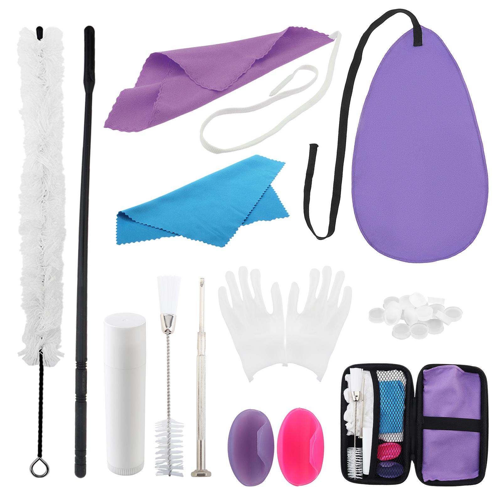 

32 Pcs Complete Flute Cleaning Maintenance Kit with Cleaning Rod Brush Cloth Plugs Cushion Storage Case All in One Flute Care Tool