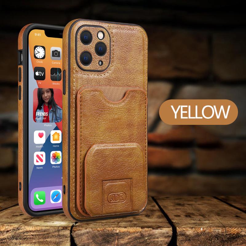 Luxury Solid Color Leather Wallet Card Slot Holder Phone Case For iPhone 16 Pro Max 14 11 12 13 15 Pro Max Shockproof Back Cover