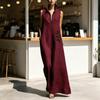 Women's V-Neck Dress with Nipped-In Waist Summer Dress Casual Loose Fit Dress Comfortable A-Line Silhouette Elegant Dress for Office Vacation Party
