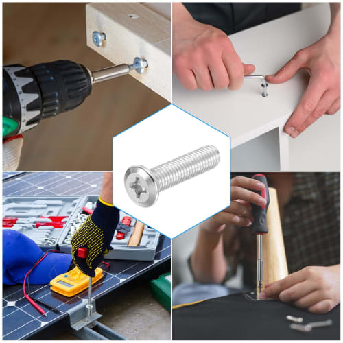 PATIKIL 8-Piece Round Head Phillips Head Machine Screws, M8-1.25 x 35mm, 304 Stainless Steel, 18-8 Full Thread, Connector Bolts for Machinery and Furn