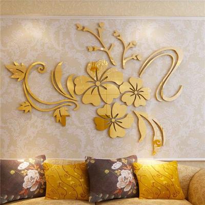 1 STÜCK Abnehmbare Wandaufkleber Exquisite Blume 3D Spiegelaufkleber Kunst Wandbild Zuhause Schlafzimmer TV Hintergrund Dekorationen