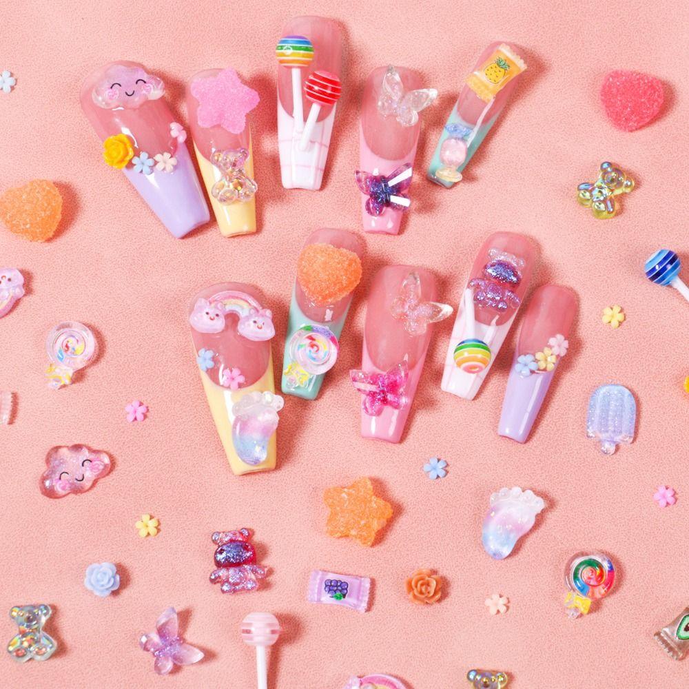 Flowers Candy Nail Art Decorations Mix Colors Nail Accessories 3D Resin Nail Charms  DIY Manicure