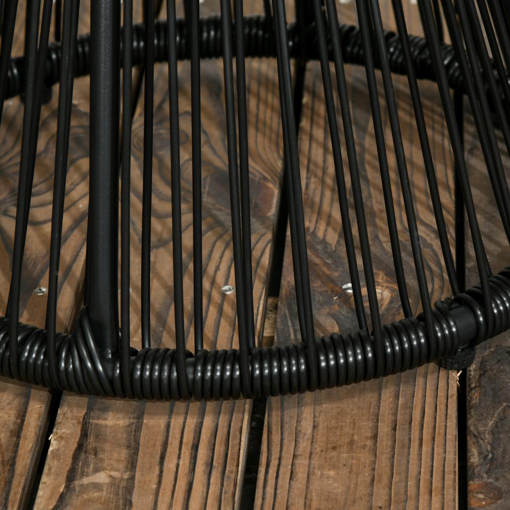 Runder Beistelltisch, Rattan-Beistelltisch, Hohlzylinder-Design Couchtisch mit Glasplatte für Terrasse, Garten, Balkon Schwarz