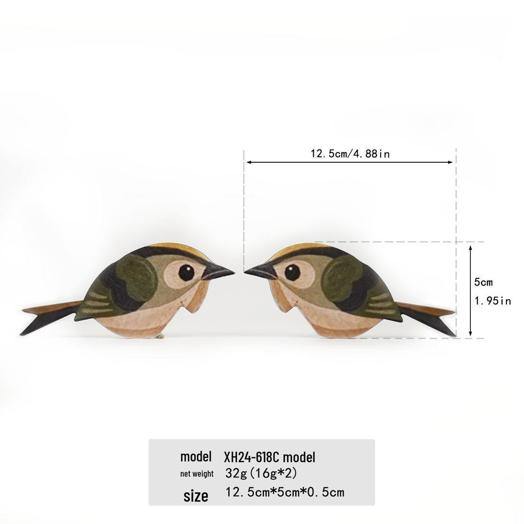 Wooden Bird Mirror Stickers & Creative Fridge Magnets for Indoor and Children's Room Decoration.