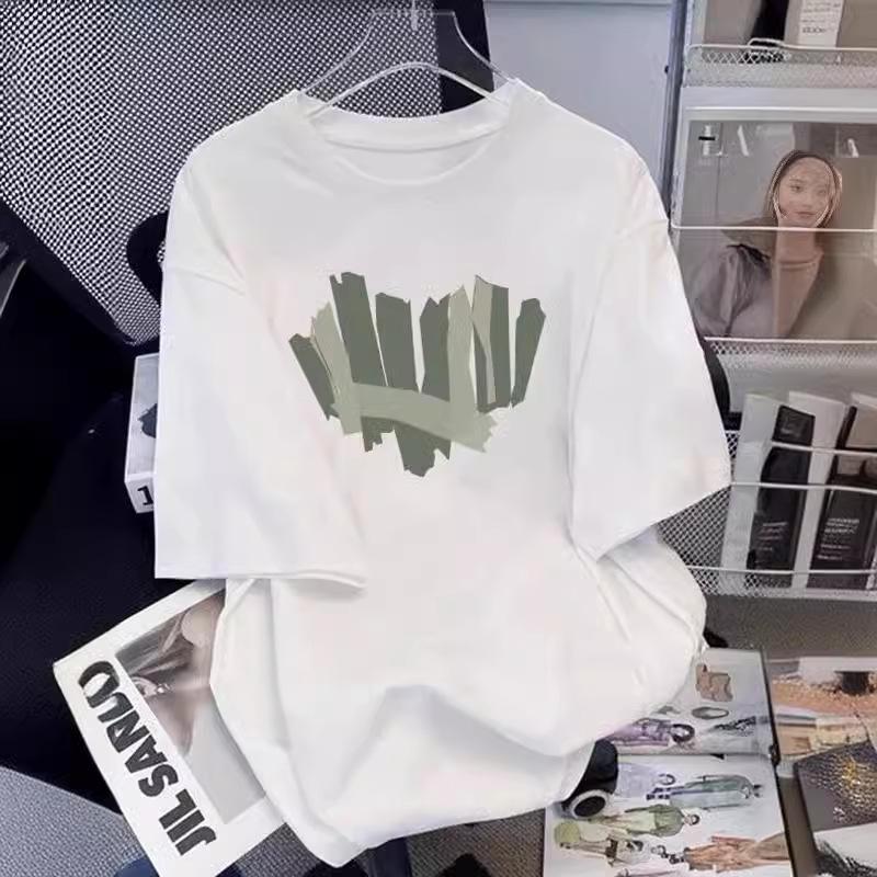 Damen Weiß Reine Baumwolle Locker Geschnitten Kurzarm T-Shirt - Sommer 2025 Kollektion