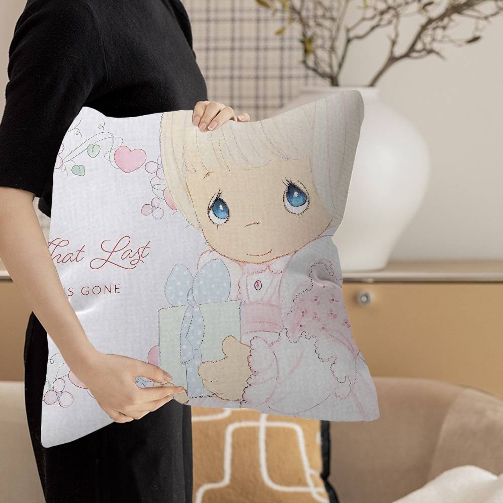 Precious Moments Cute Pillow Covers Cartoon Sofa Decorative Home Double-Sided Printing Short Plush Cute Cushion Cover
