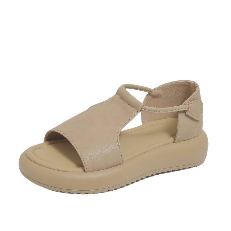 

Женские летние сандалии на платформе 2025 новая мода с юбкой мягкая подошва не устают ноги повседневные римские сандалии 40 хаки