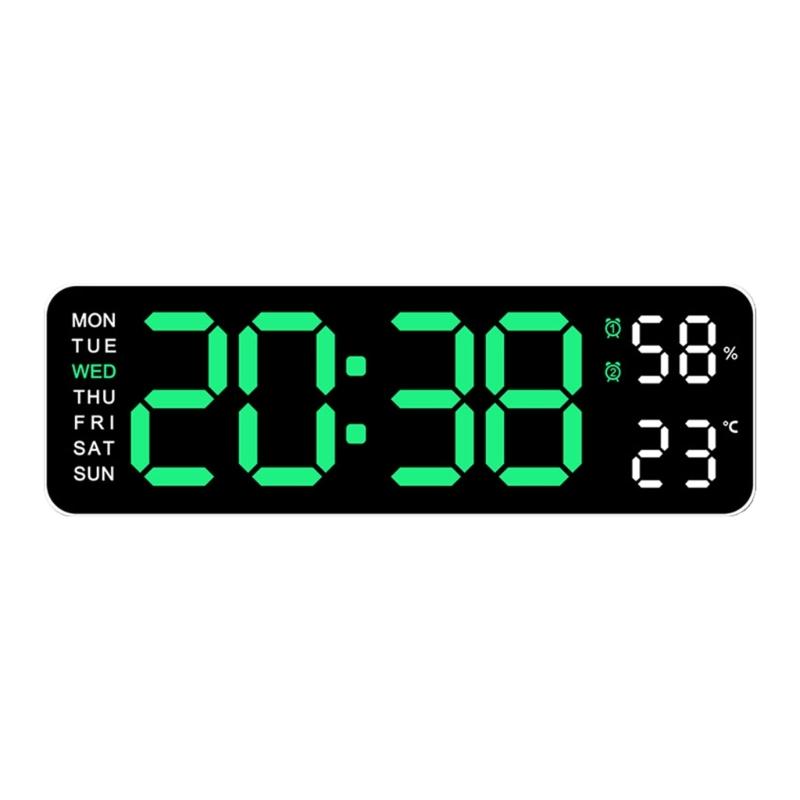 Large LED Wall Clock, 9Inch, with 2 Alarm Clock Big Screen, 3 Level Brightness LED Alarm Clock for Home Decor