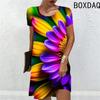 Tie dyed color Print Women Dress Casual Street Plus Size Vintage Woman Clothing Summer Short Sleeve O-Neck Loose Mini Dress