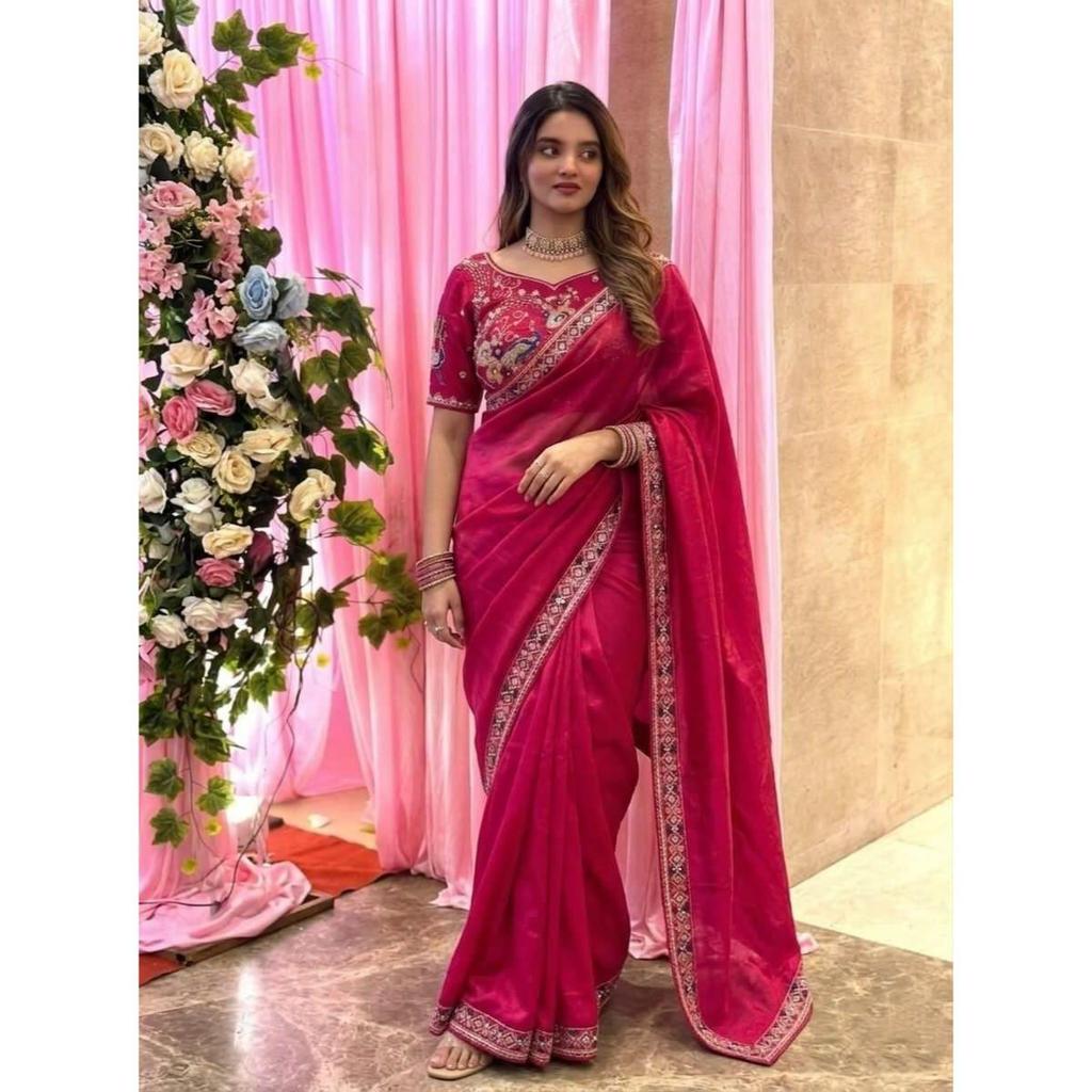 Designer Party Wear Fendy Satin Silk Saree