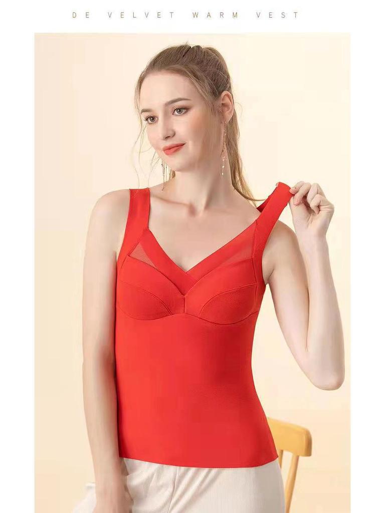 Women's Warm Velvet Vest with Chest Pad - Winter Tops Large Sizes