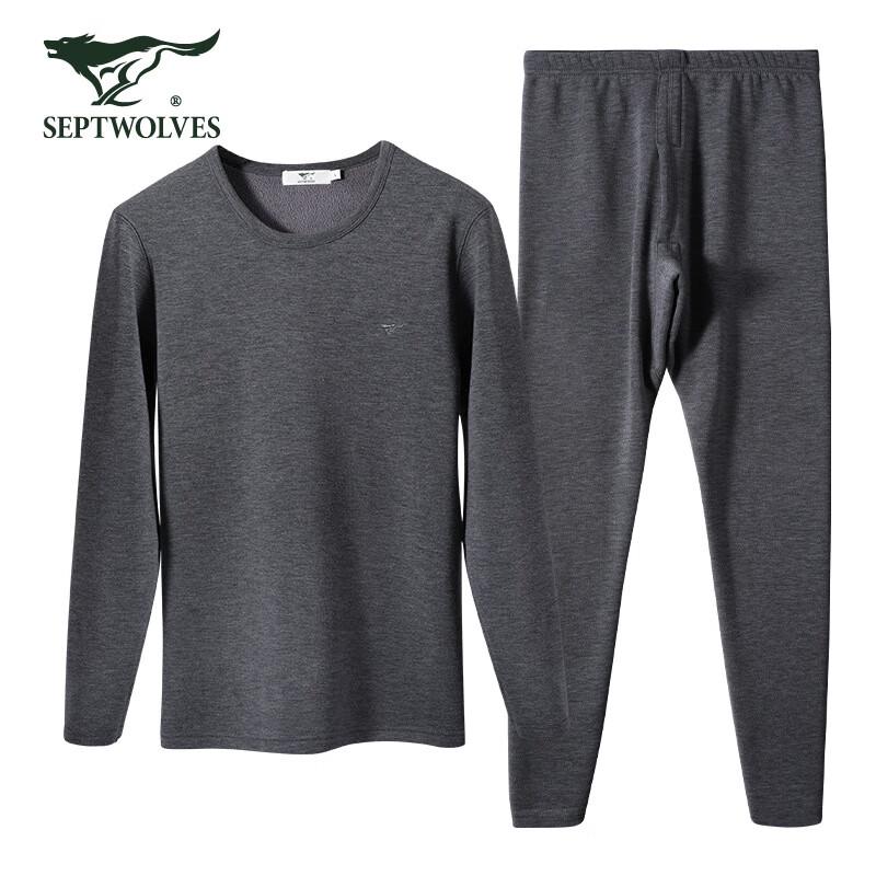 Septwolves Men's Winter Thickened Silk Blend Thermal Underwear Set