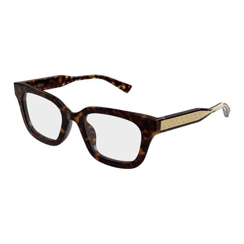 Gucci Optical Glasses Integrated Nose Pads Acetate Rectangular Women's 002 (Havana Frame/clear Lens) 52-20-145 Dust Bag + Glasses Case (random Color)