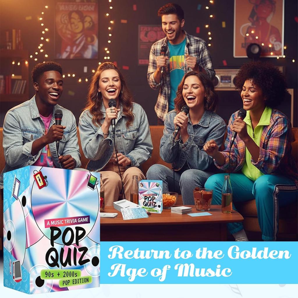 Lyrics Pop Quiz 90s & 2000s Edition Music Trivia Game, Friends Throwback Lyrics Games, Pop Quiz Card Game, 150 Cards Memory Correct Games for Friends,