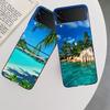 Sea Tropical Palm Trees Beach Case for Samsung Galaxy Z Flip 6 Flip 5 4 3 5G Black Cell Phone Cover Samsung Z Flip 5 5G Luxur