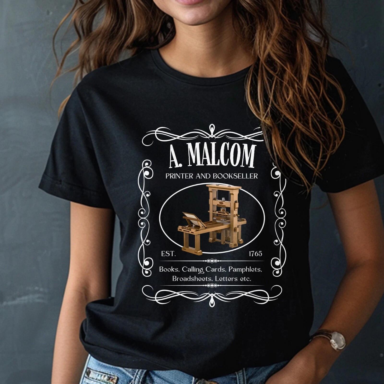 A. Malcolm Printer and Bookseller, Sassenach Tshirt, Outlander Inspired Merch S