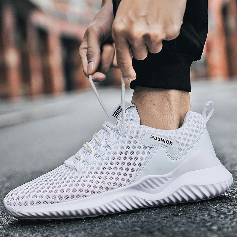 Summer Mesh Shoes Men White Running Shoes Breathable Summer Sneakers for Men Lightweight Walking Sneakers White Tennis Shoes Man