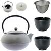 KETTLE 1.5 L CAST IRON TEAPOT STRAINER TEA INFuser SET + 2x CUPS