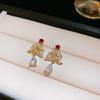 Elegant Snowflake Pearl Christmas Tree Zircon Earrings - Light Luxury Fashion Studs for Women