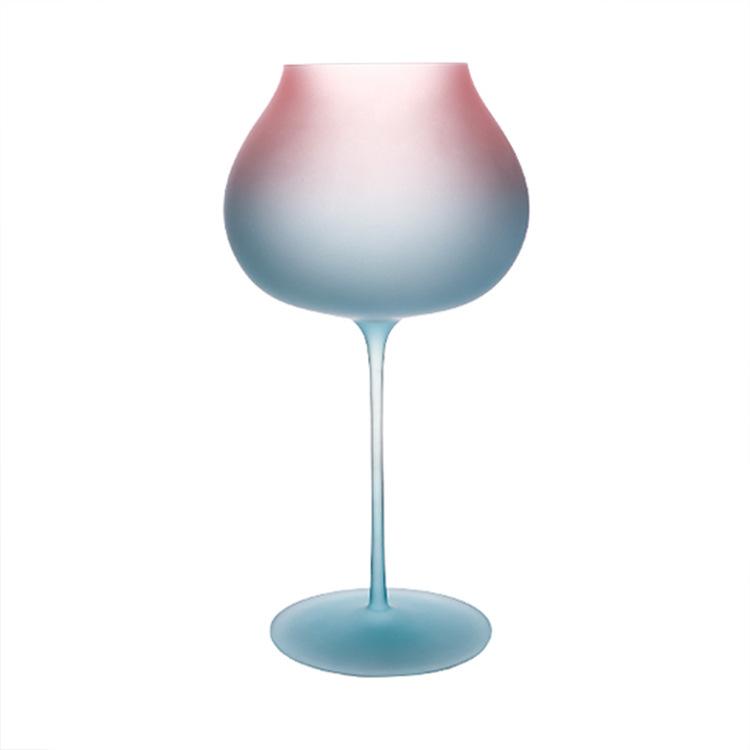 Elegant Moon Sea Blue Crystal Glass Wine Goblet Vintage Gradient Candy Color Home Use