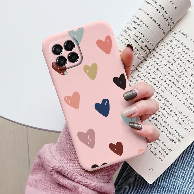 For Samsung Galaxy M33 M53 5G Case Cute Fashion Heart Flowers Soft Silicone Bumper Cover For Samsung M13 M15 M55 M35 Fundas TPU