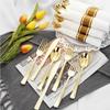 Gold Disposable Cutlery Set: Plastic Knife, Fork, Spoon, and Napkin – Ideal for Wedding Parties and Catering 