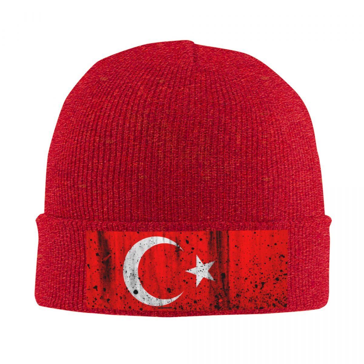 

New Turkey Flag Warm Knitted Cap Fashion Bonnet Hat Autumn Winter Outdoor Beanies Hats For Unisex Adult