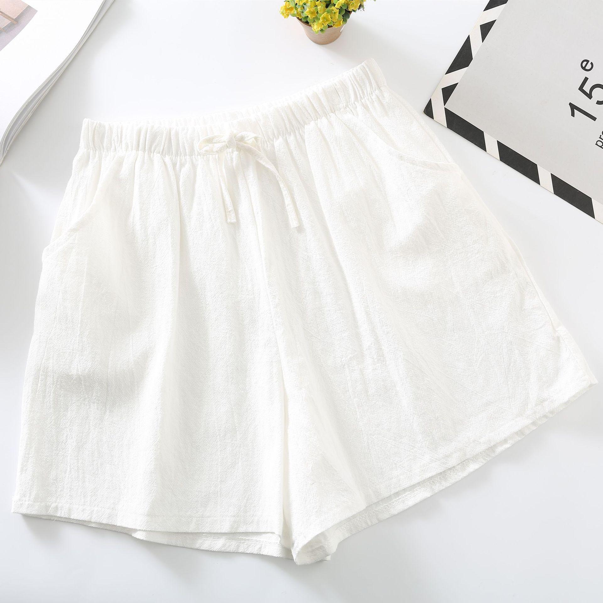 

Повседневные льняные шорты, женские шорты для тренировок в тренажерном зале, брюки с высокой талией, черные женские короткие женские шорты, спортивные женские шорты S 40-50kg белый