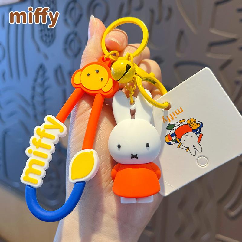 New Kawaii Miffy Rabbit Keychain Cartoon Couple Backpack Pendant Car Key Accessories Creative Festival Gifts